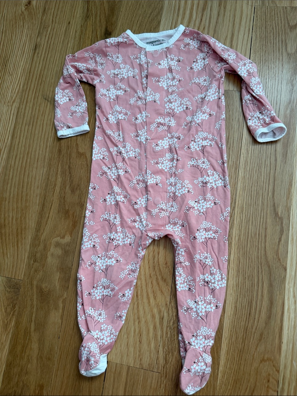 Magnetic Me Dusty Rose Floral Footed One-Piece, size 6-9 months